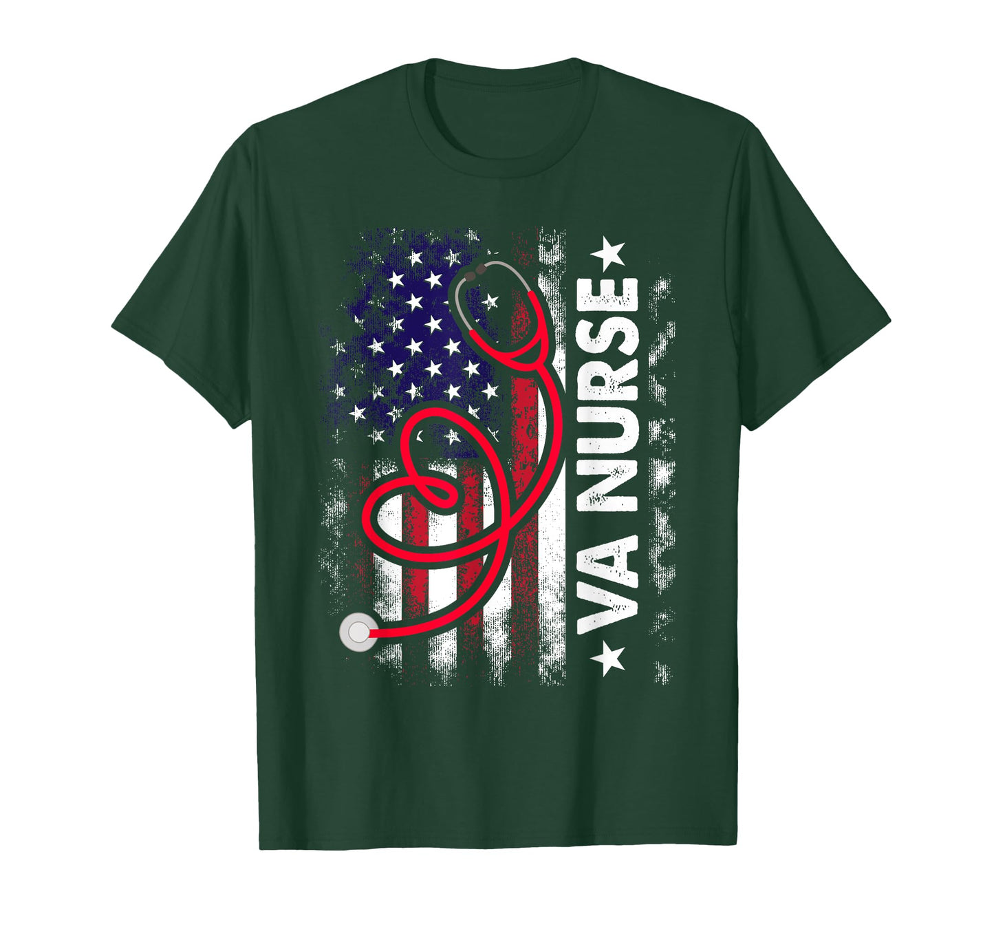 Womens American Flag VA Nurse Patriotic 4th of July T-Shirt