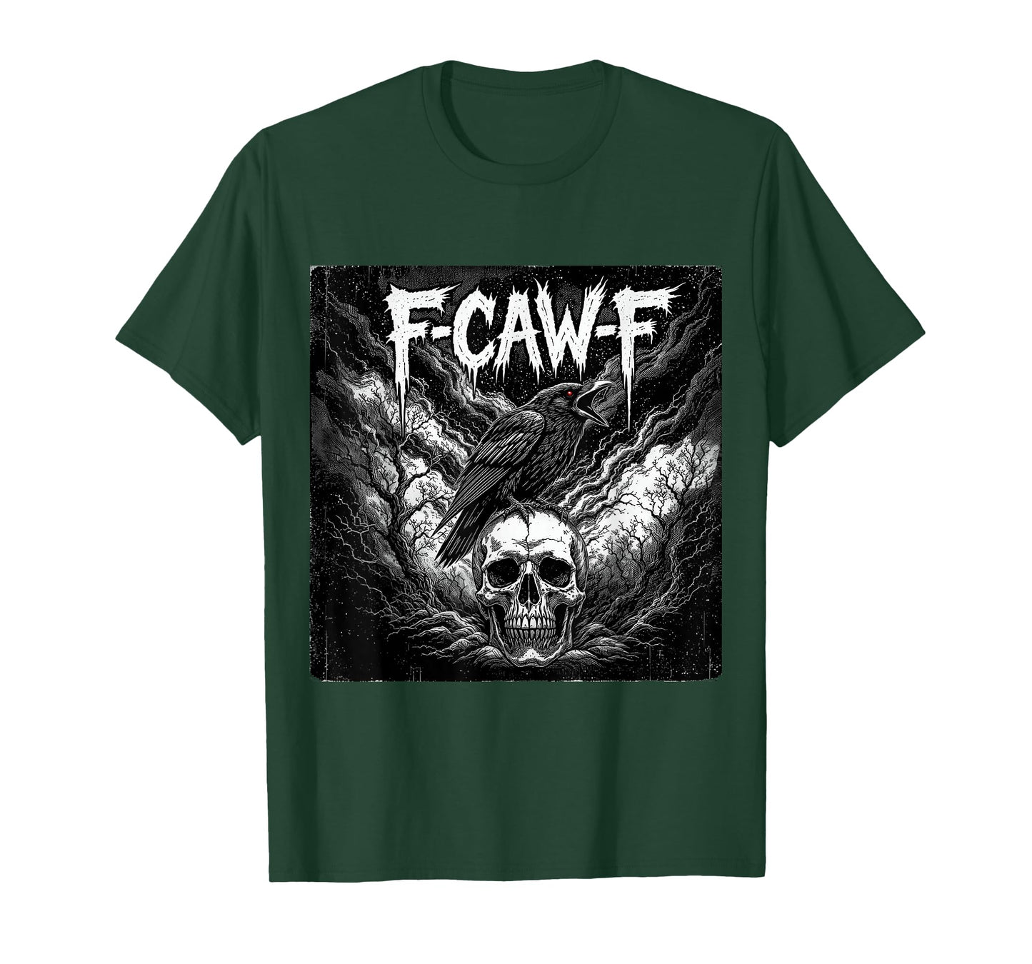 Black Crow, F-Caw-F Crow Skull Gothic Dark Art T-Shirt