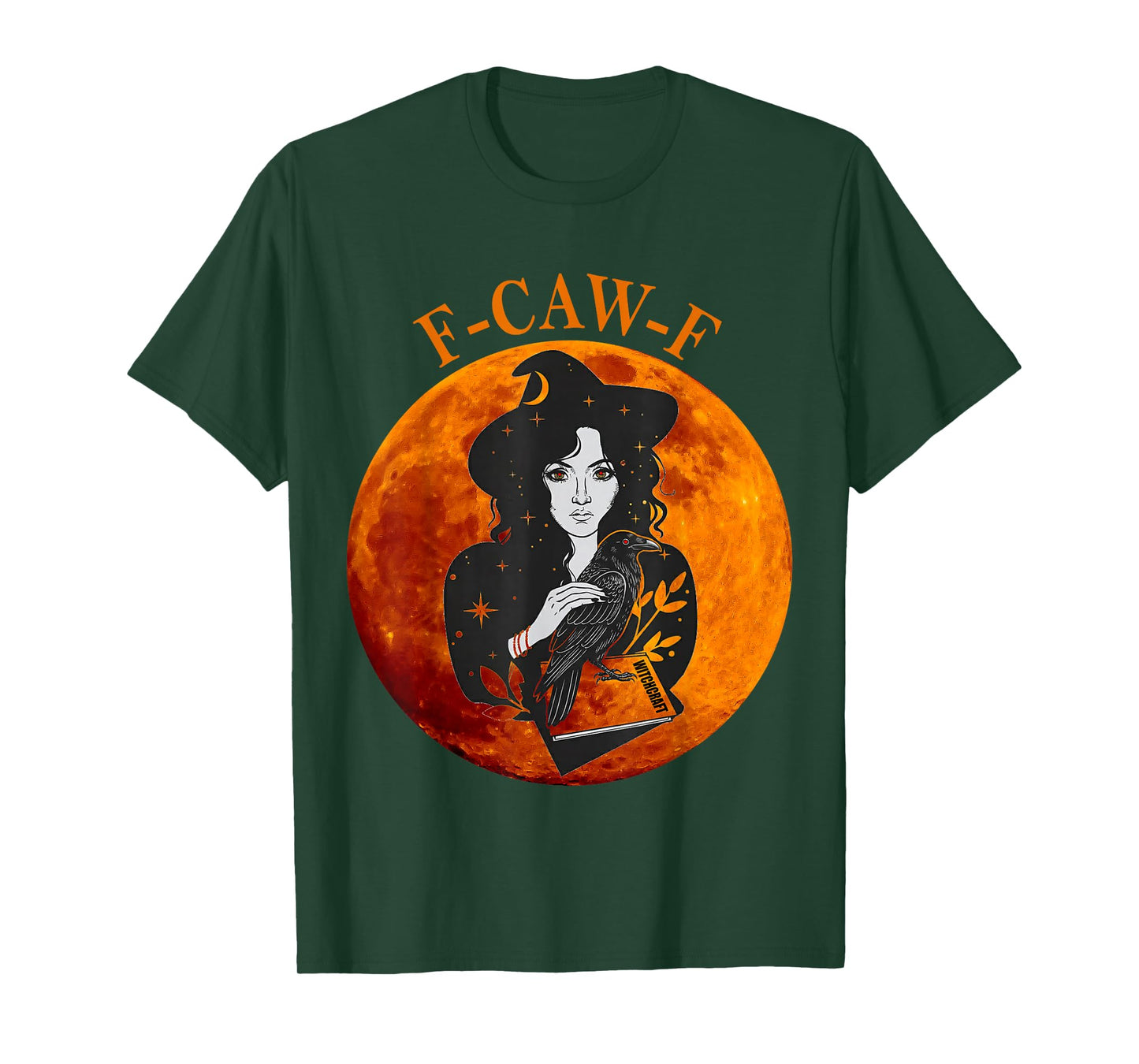 F-Caw-F Medieval Witch and Raven, Gothic Style Adult Humor T-Shirt