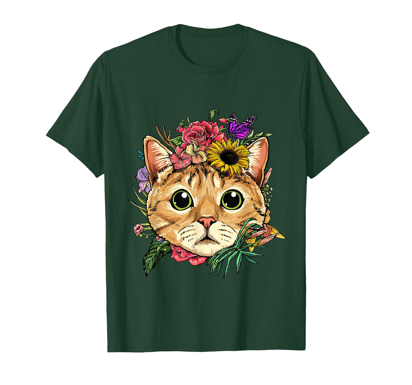 Floral Cat Spring Nature Cat Lovers T-Shirt
