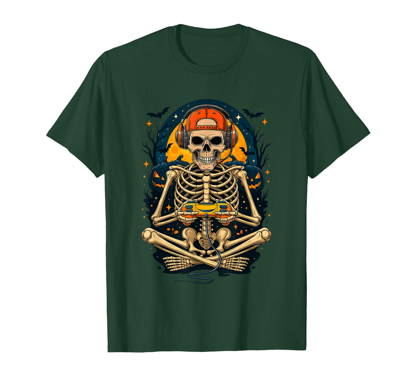 Funny Halloween Skeleton Gamer Video Gaming Creepy Spooky T-Shirt