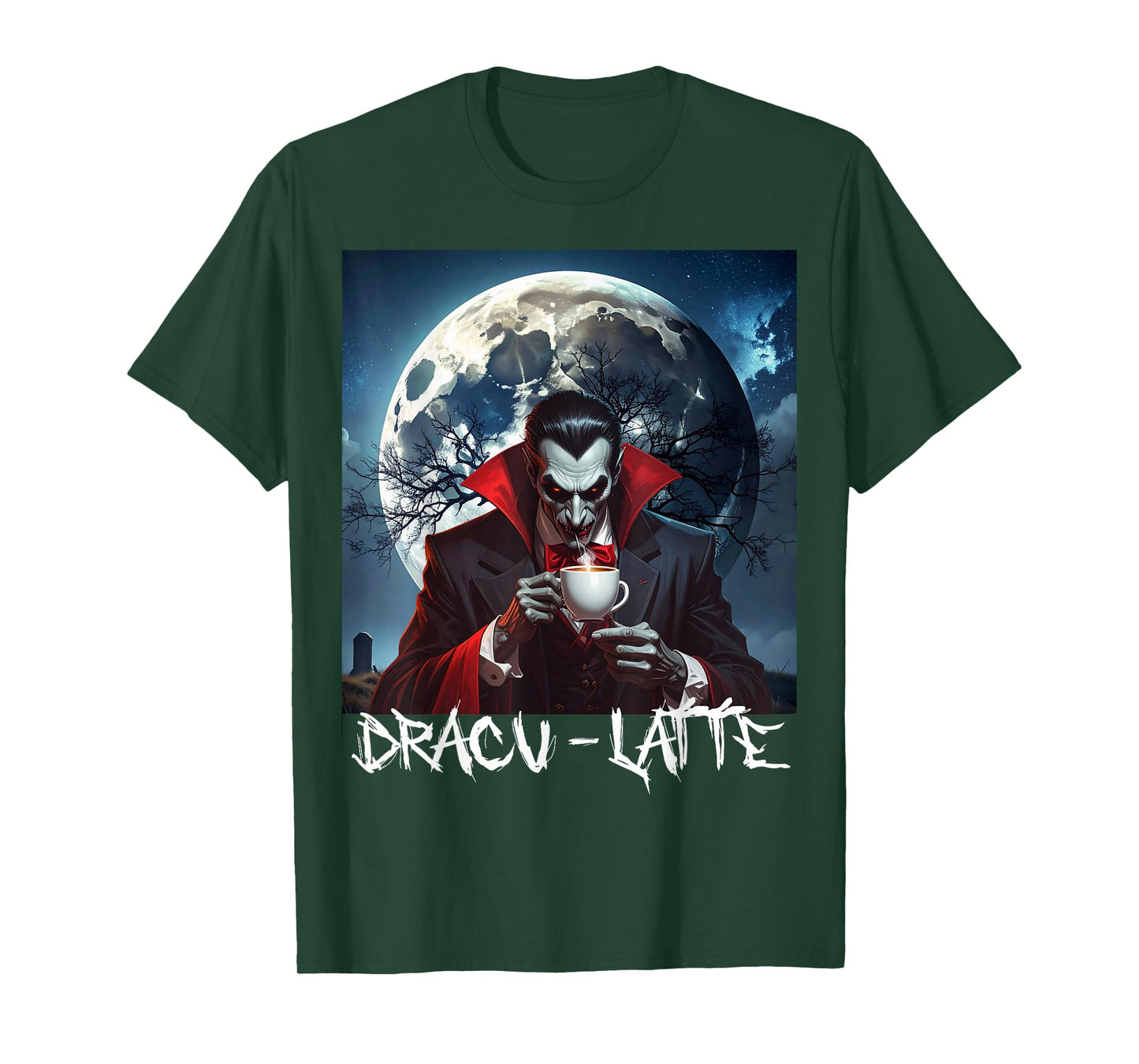 Scary Spooky Vampire Coffee Lover Halloween Gothic T-Shirt
