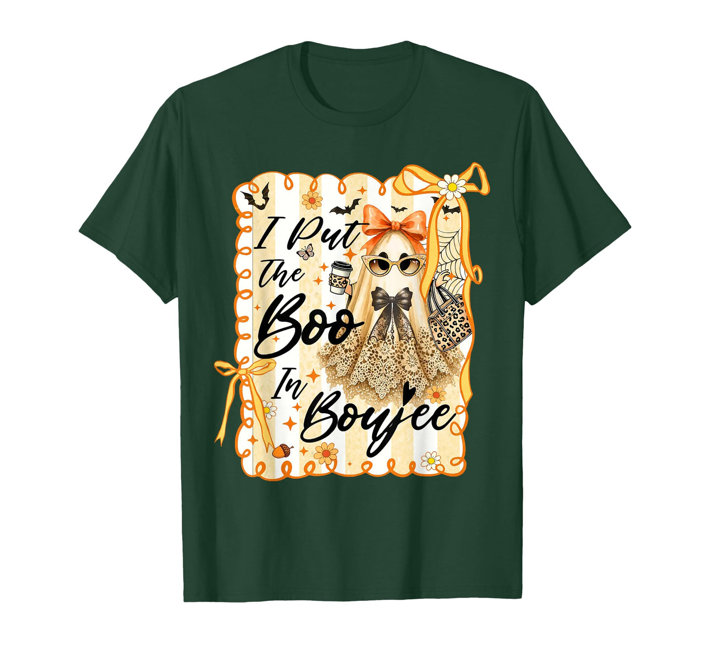I Put The Boo in Boujee Lace Coquette Bow Boujie Halloween T-Shirt
