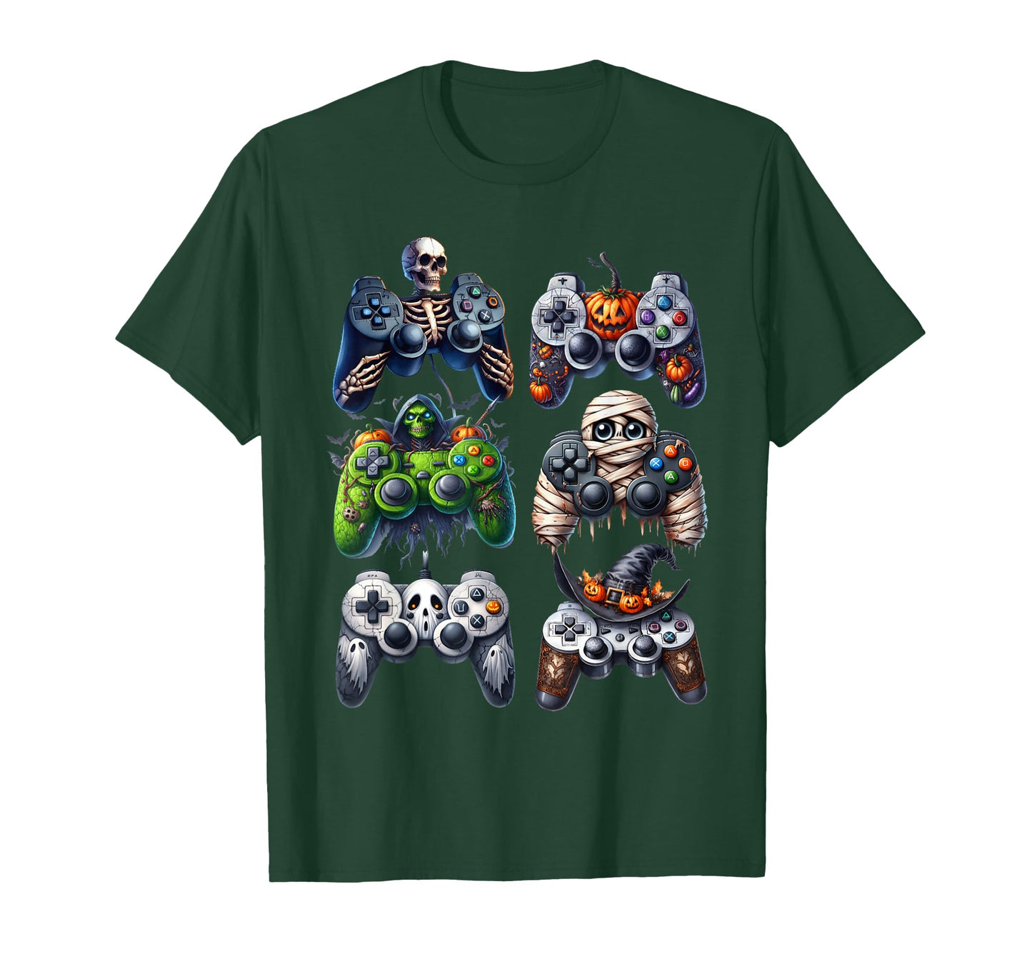 Halloween Skeleton Zombie Gaming Controllers Mummy Boys Kids T-Shirt