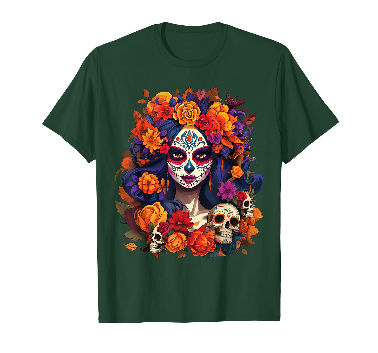 De Los Muertos La Catrina Day of The Dead Sugar Skull Women T-Shirt