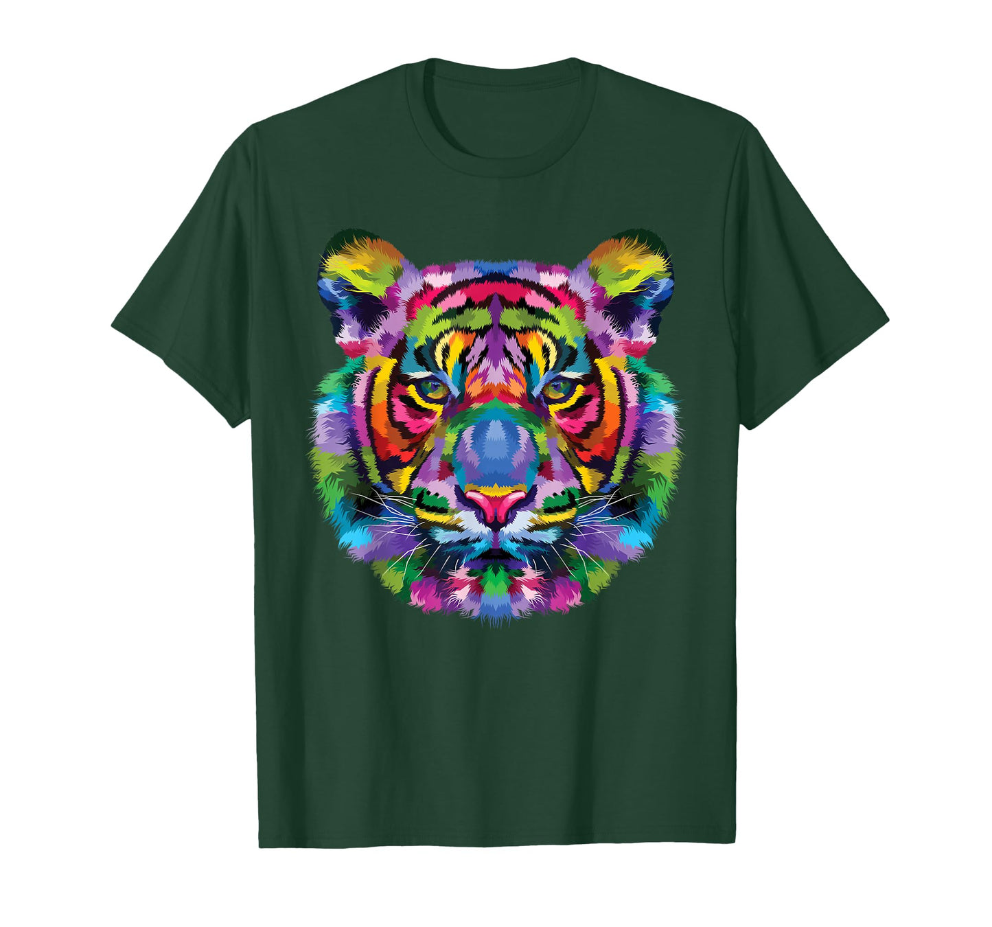 Rainbow Tiger Head Vibrant Royalty Colorful Tiger T-Shirt