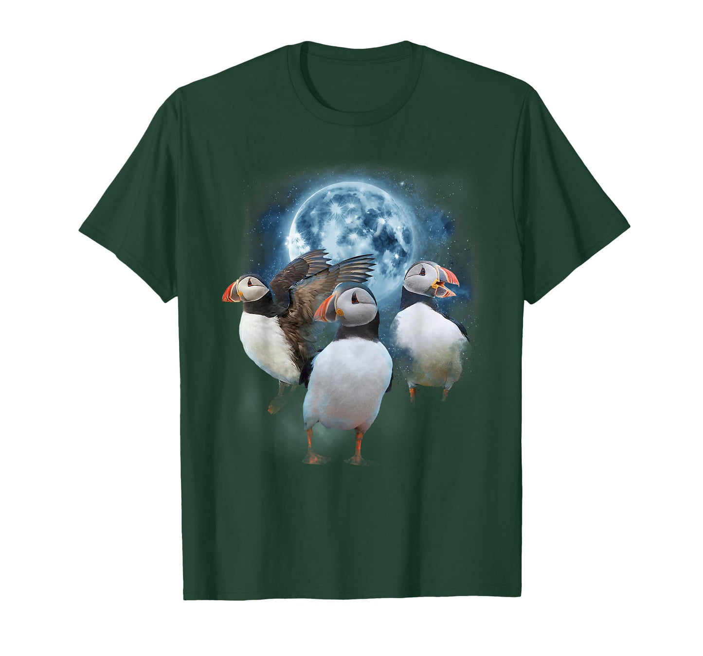 Funny Puffin Shirt - Puffins Howling at the Moon T-Shirt