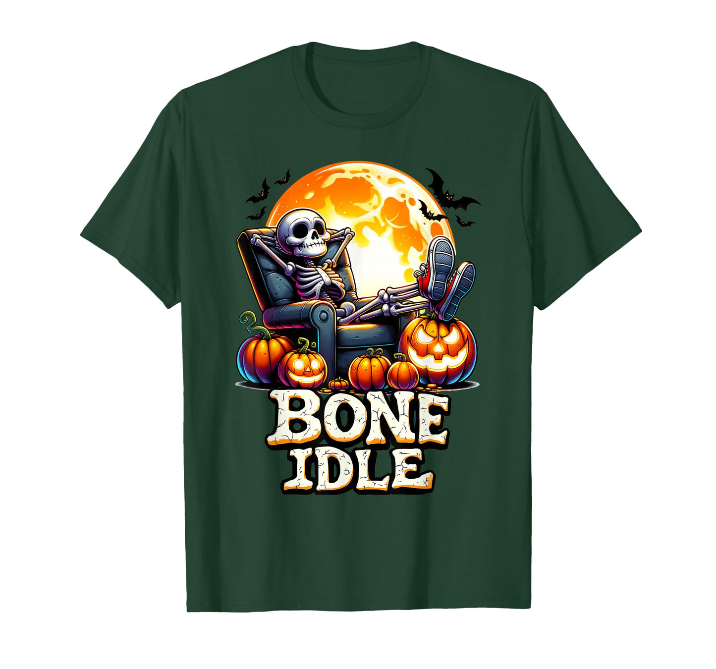 Bone Idle Skeleton Halloween Lazy Funny Pun T-Shirt