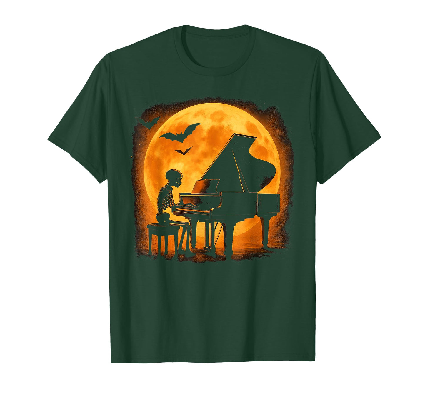 Skeleton Playing Piano Halloween Pianist Musician T-Shirt