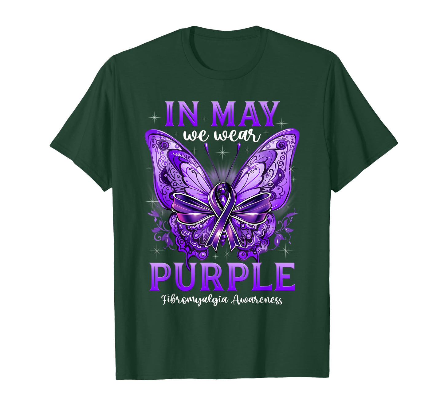 In May We Wear Purple Fibromyalgia Awareness Butterfly T-Shirt