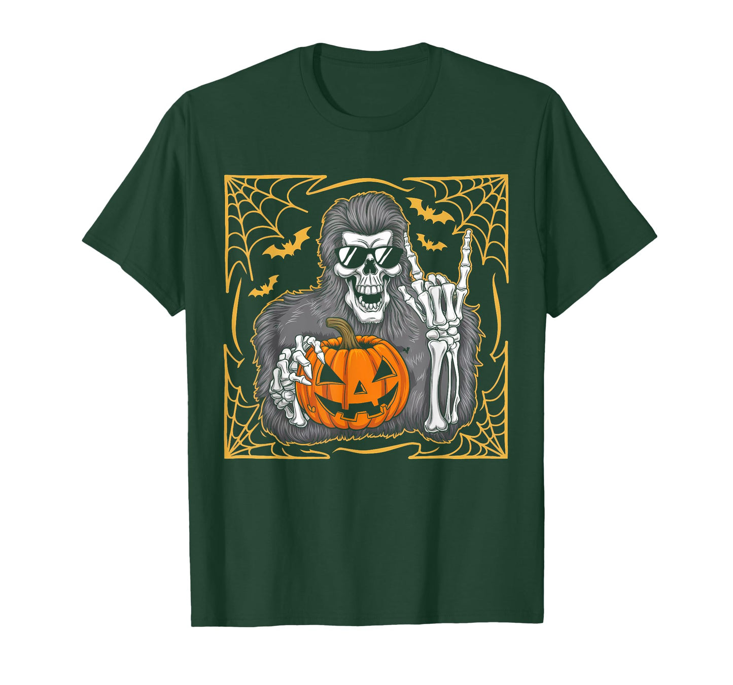 Funny Spooky Bigfoot Jack O Lantern Skeleton Halloween Boys T-Shirt