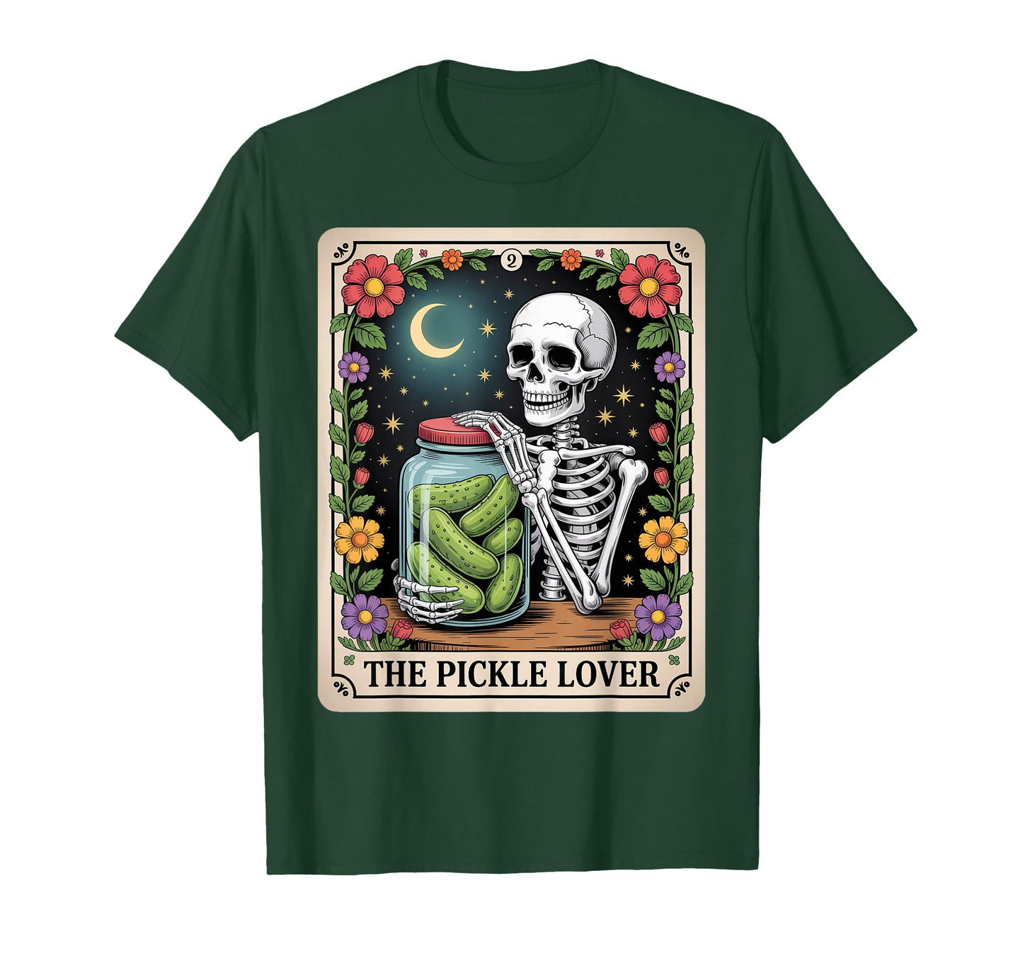 The Pickle Lover Tarot Card Skeleton Men Women Outfit T-Shirt