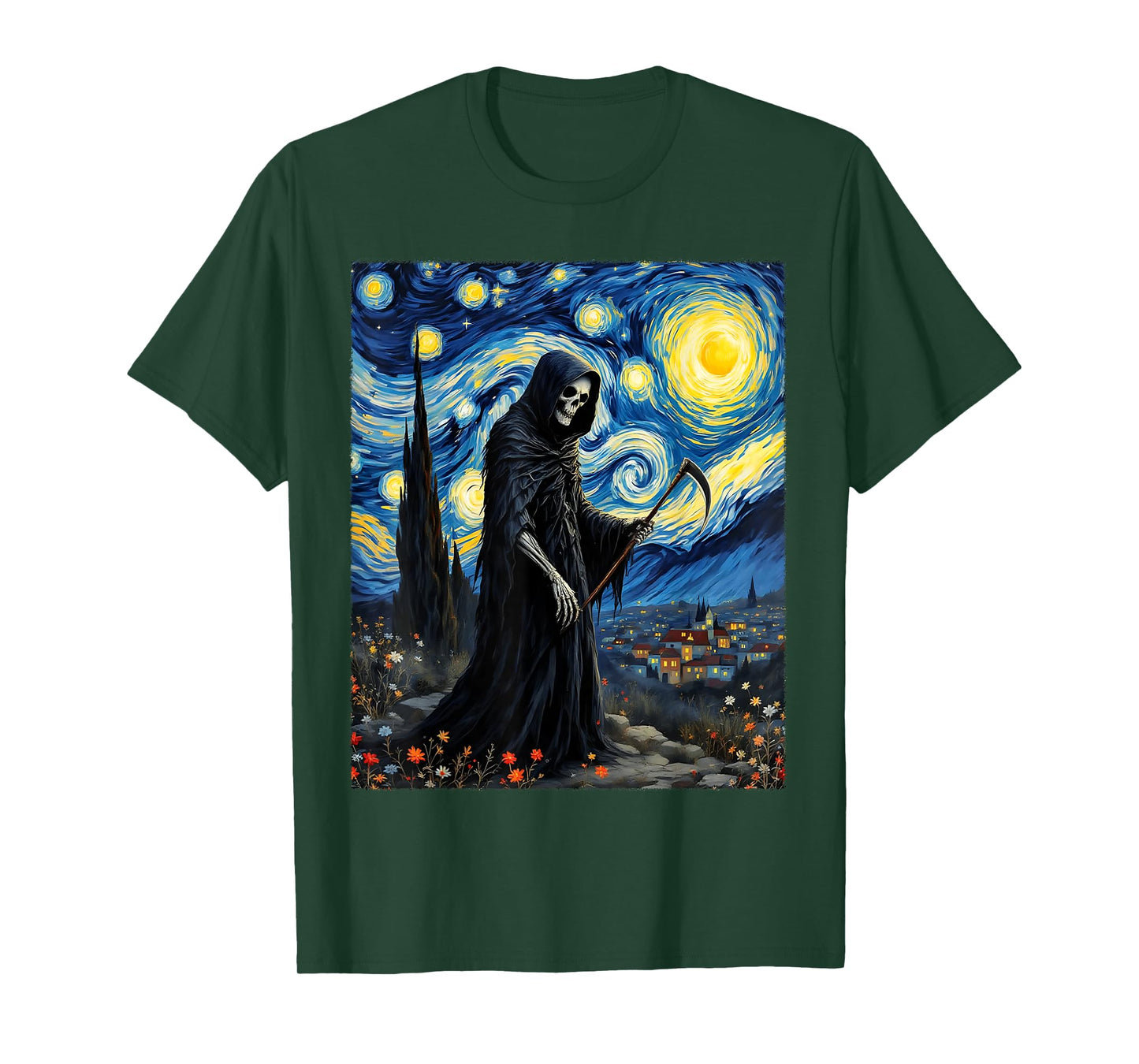 Van Gogh Grim Reaper Halloween Gothic Party Costume T-Shirt