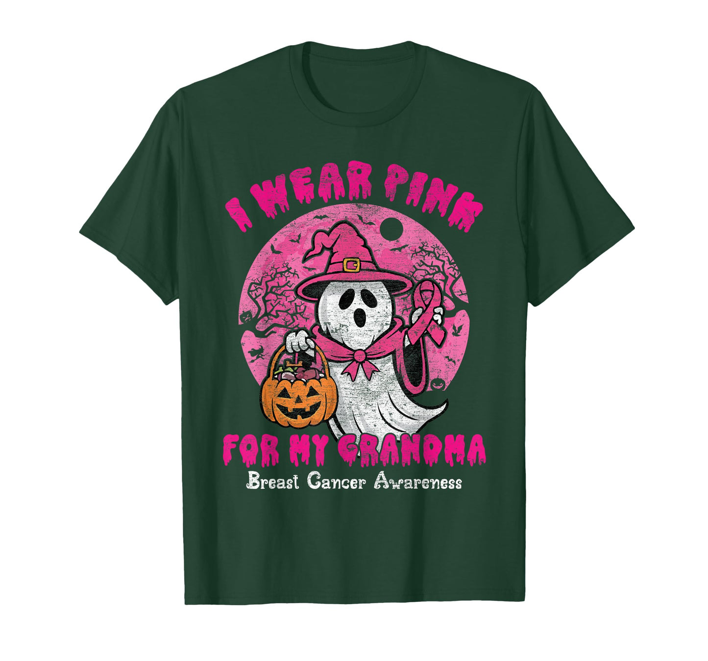 I Wear Pink For My Grandma Breast Cancer Awareness Ghost T-Shirt
