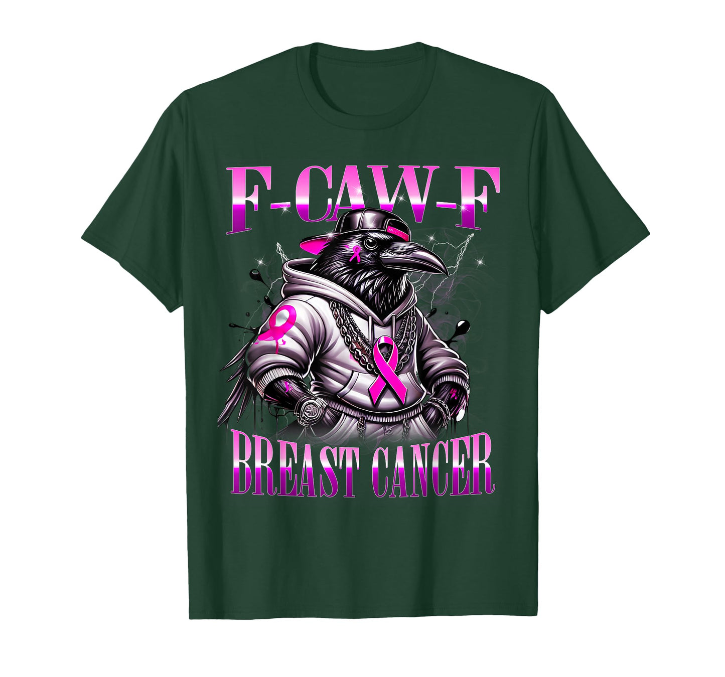 F Caw F Raven Pink Ribbon Cancer Awareness Urban Art T-Shirt
