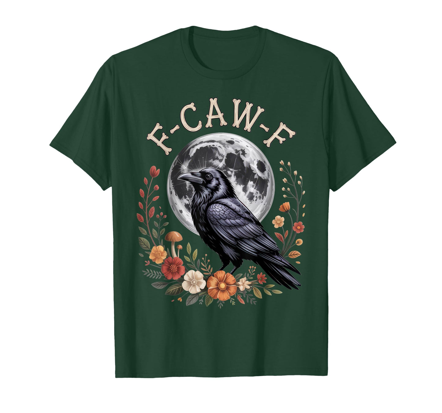 F-CAW-F Raven Moon Art for Bird Lovers Halloween Vibe T-Shirt