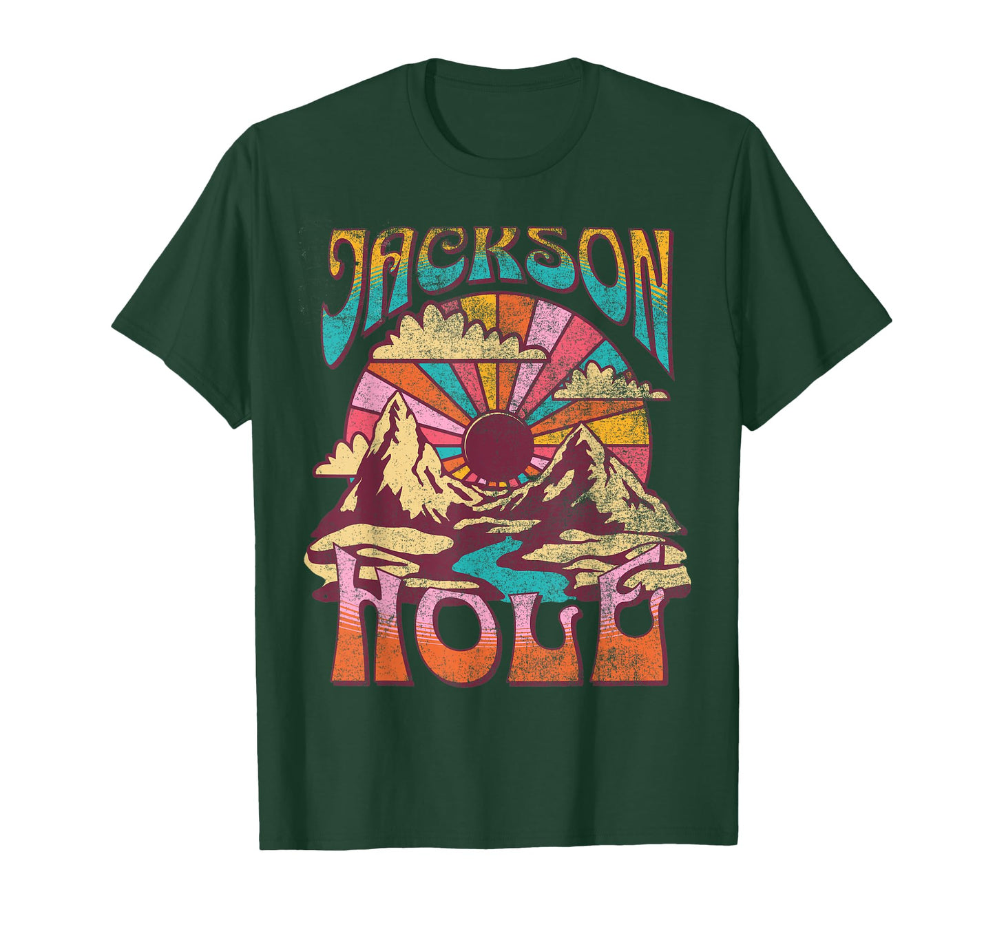 Jackson Hole Wyoming Nature Hiking Mountains Outdoors Retro T-Shirt