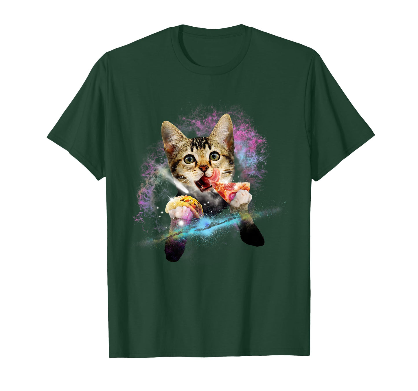 Galaxy Cat Rules Space With Taco And Pizza Power Gift TShirt T-Shirt
