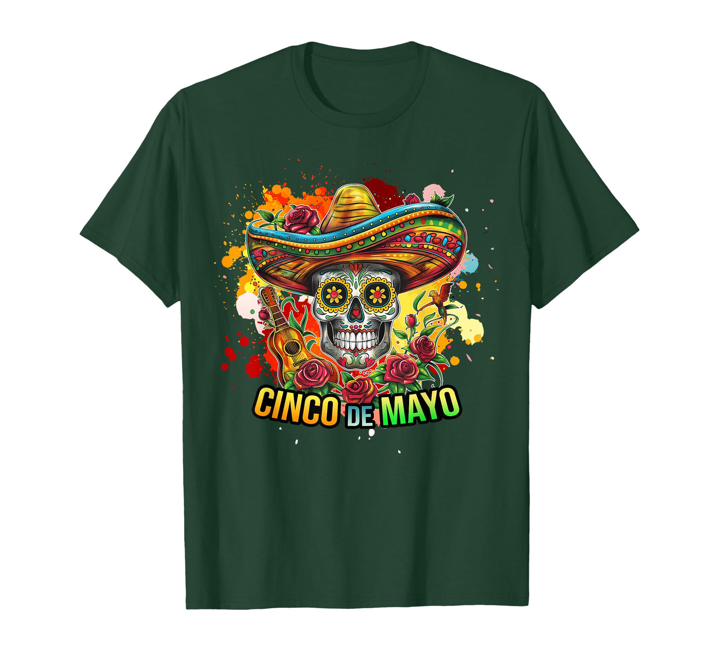 Cinco De Mayo Skull Fiesta Sombrero Mexican Women Men Kids T-Shirt