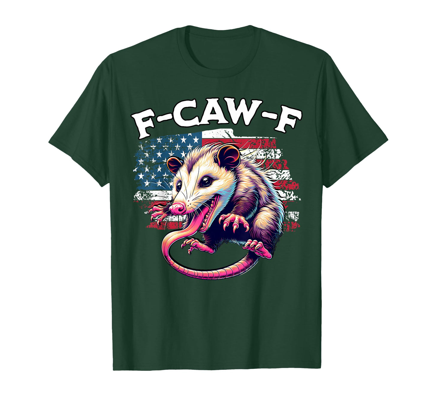 Opossum F-CAW-F American FCAWF US Flag F-Caw-F Opossum T-Shirt
