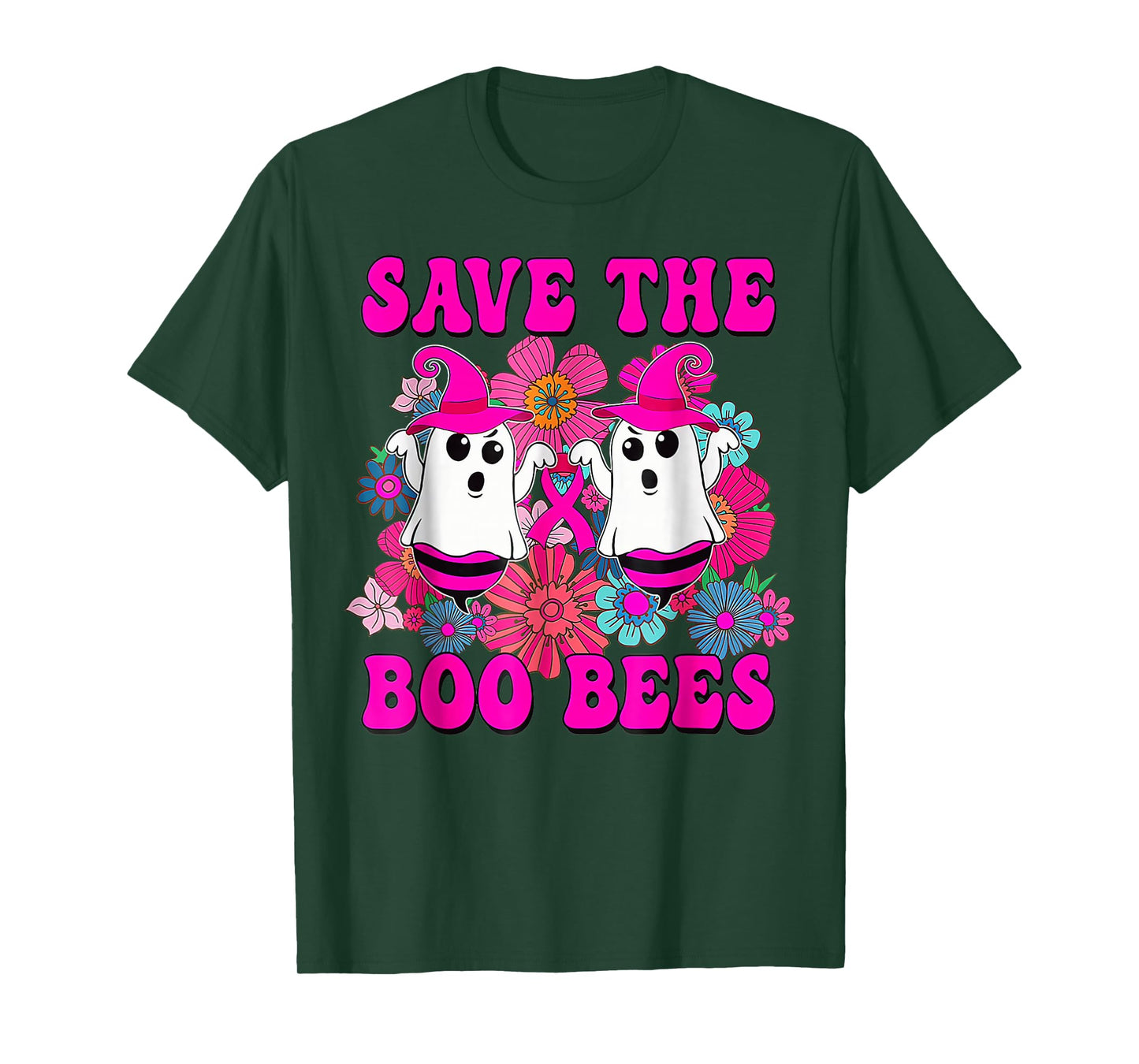 Save The Boo Bees Breast Cancer Halloween Pink Ribbon T-Shirt