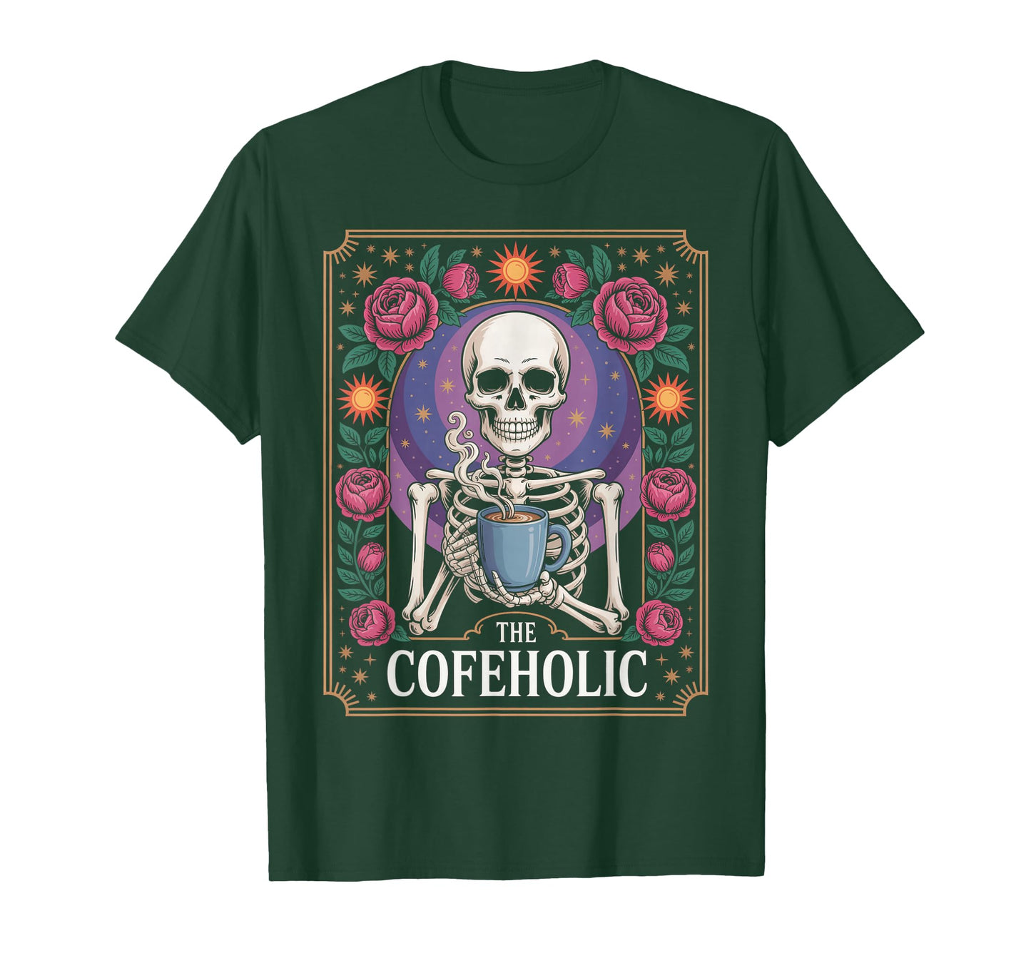 Funny Coffee Saying The Cofeholic Skeleton Mexico Men Women T-Shirt