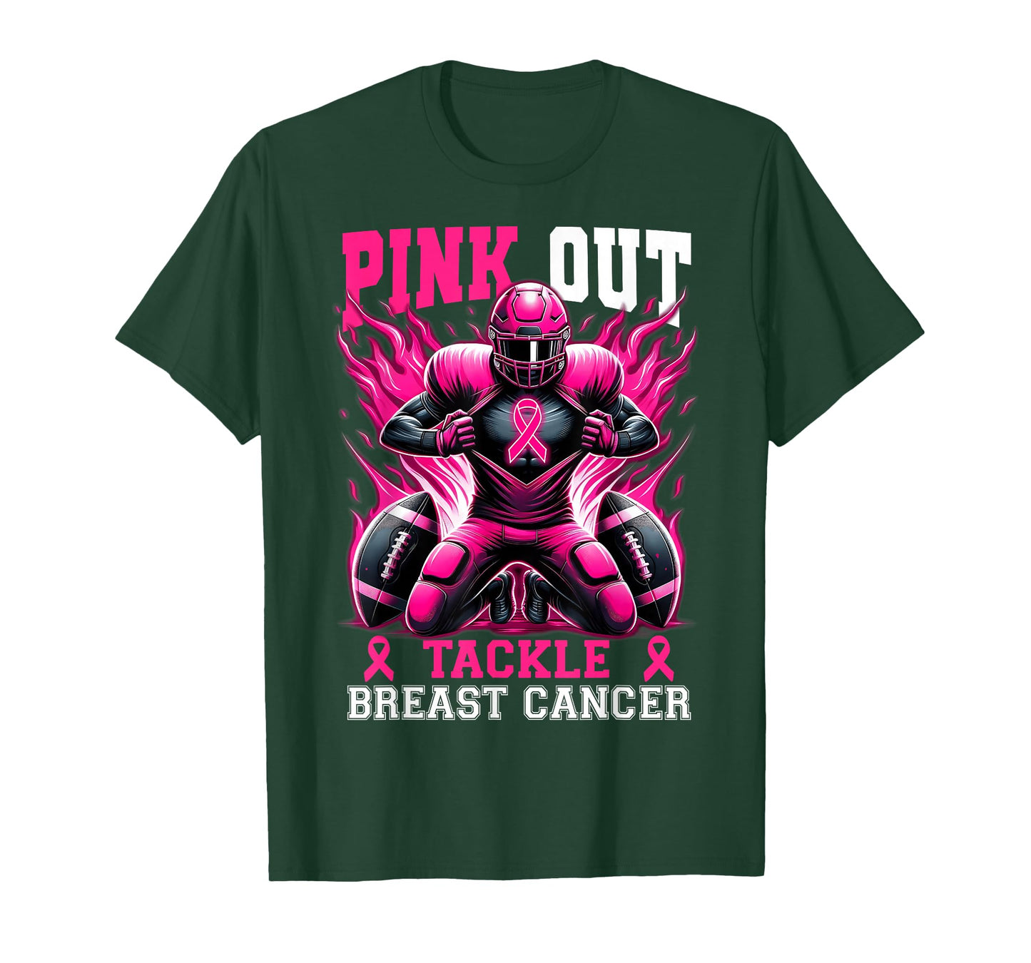 Pink Out Tackle Breast Cancer Awareness Football Game Day T-Shirt