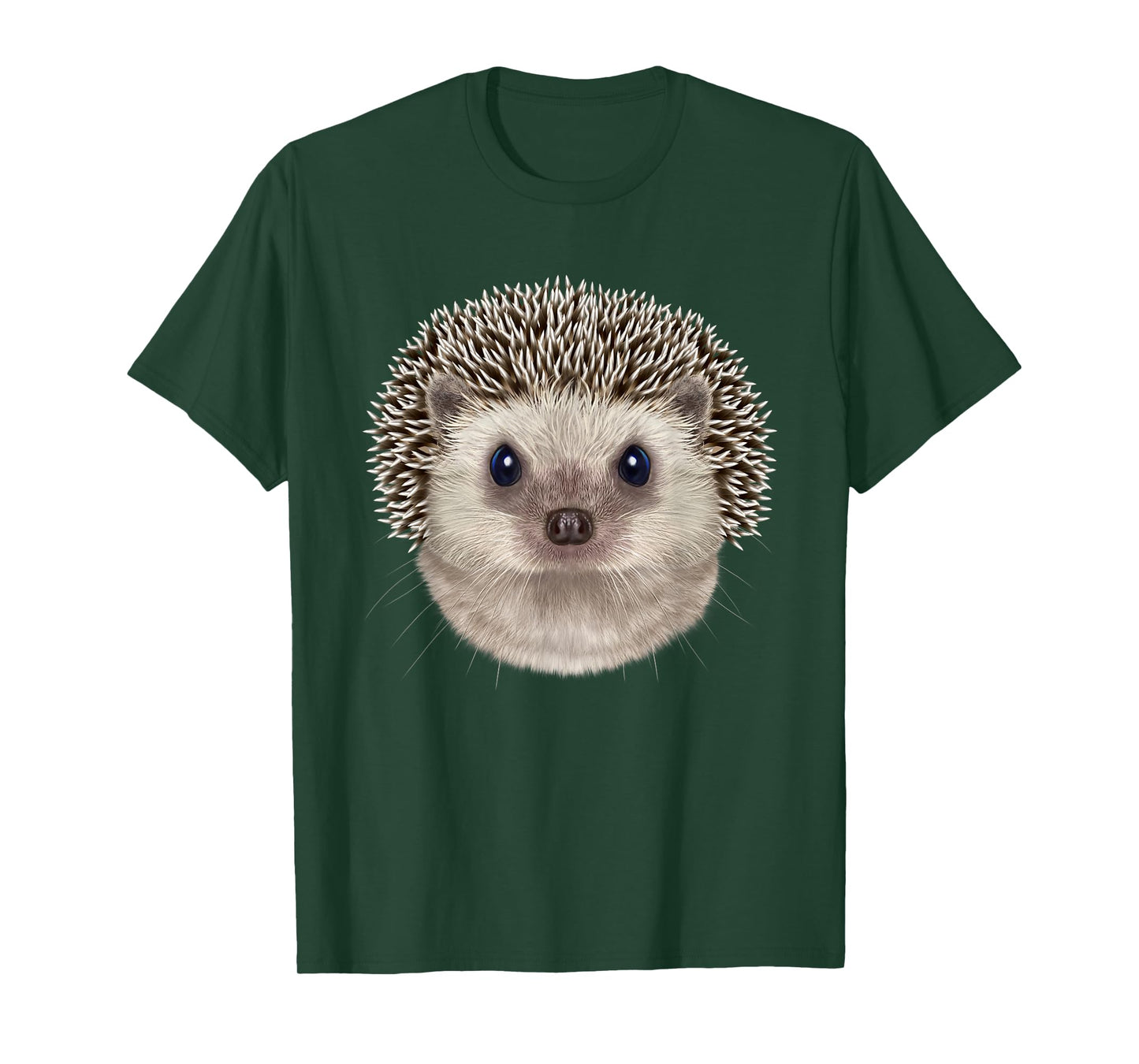 Fox Republic Design Hedgehog Face T-Shirt - Unisex-Adults, Grey, Small, Short Sleeve