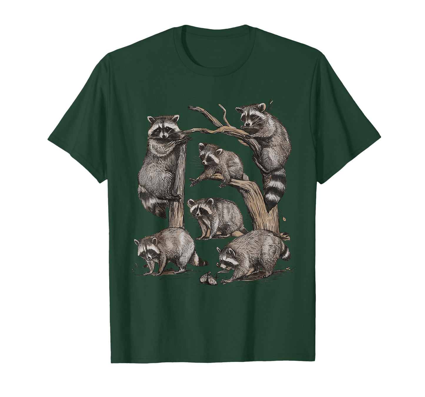 Racoon Portrait Sketch Wild Trash Panda Cute Raccoon T-Shirt