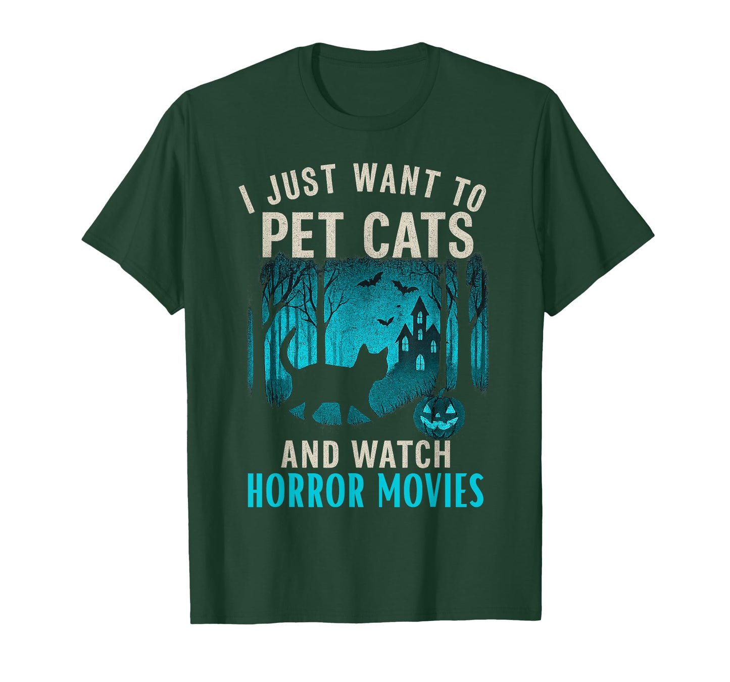 Halloween I Just Want to Pet Cats and Watch Horror Movies T-Shirt