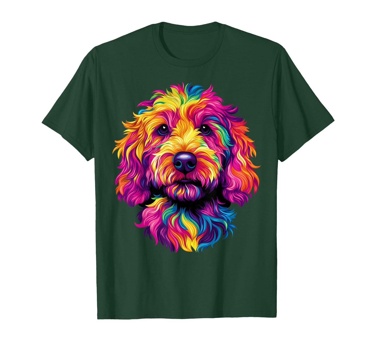 Colorful Goldendoodle Face Golden Doodle Dog Lover Black T-Shirt