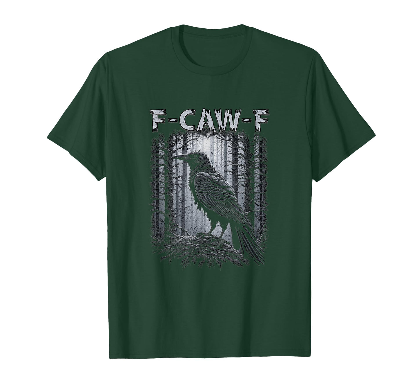 F-Caw-F Funny Raven Crow Gothic Black Bird Graphic Tee Men T-Shirt
