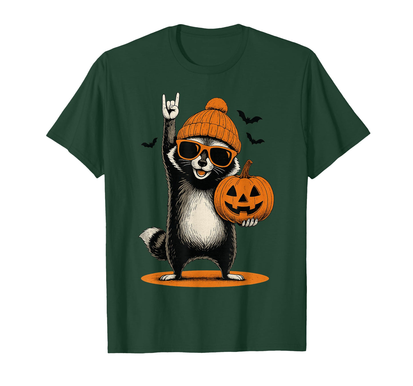 Cute Raccoon Men Women Kids Halloween Pumpkin Funny Raccoon T-Shirt