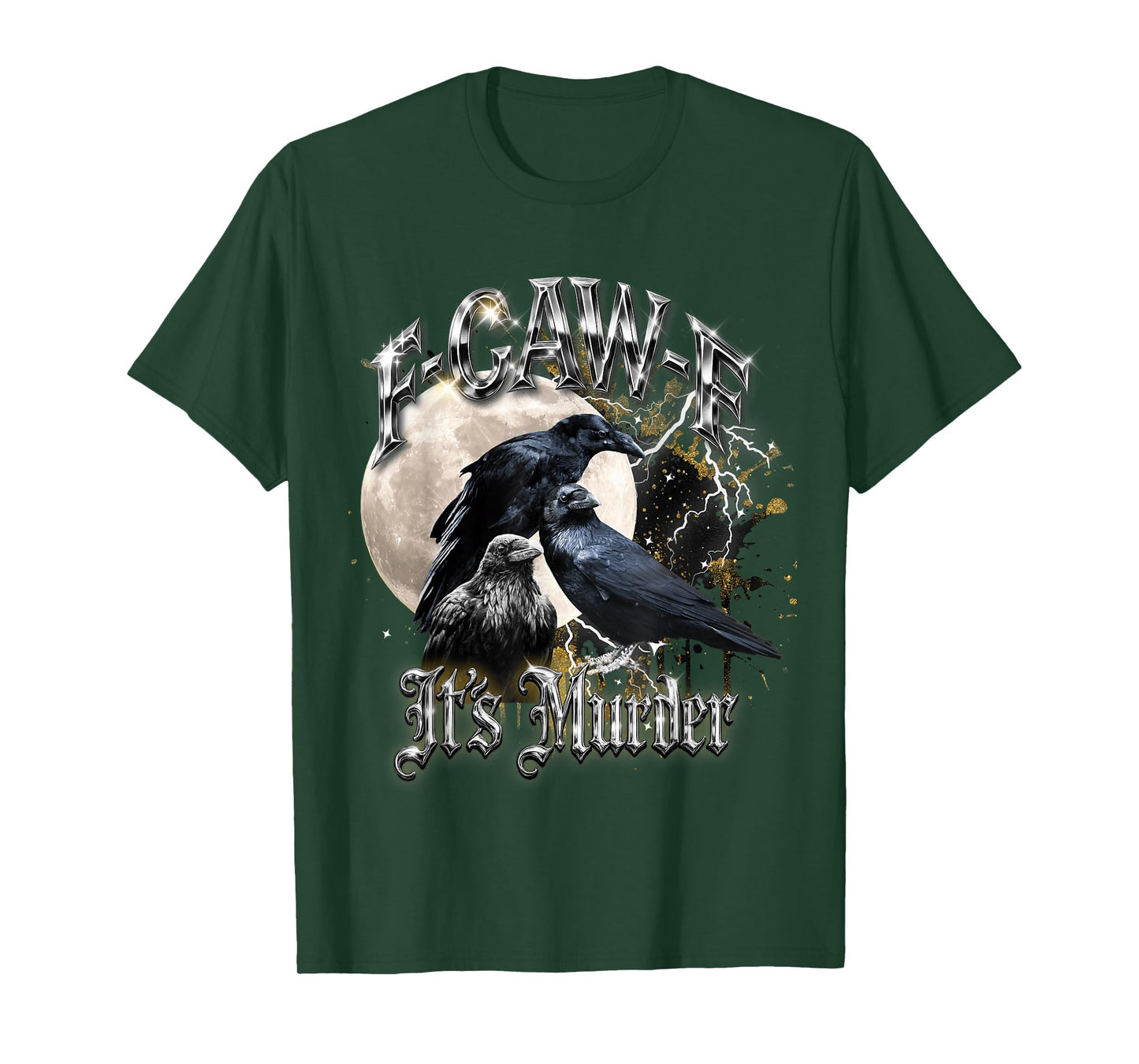 F-Caw-F Funny Crow Black Bird Moon Gothic Adult Humor T-Shirt