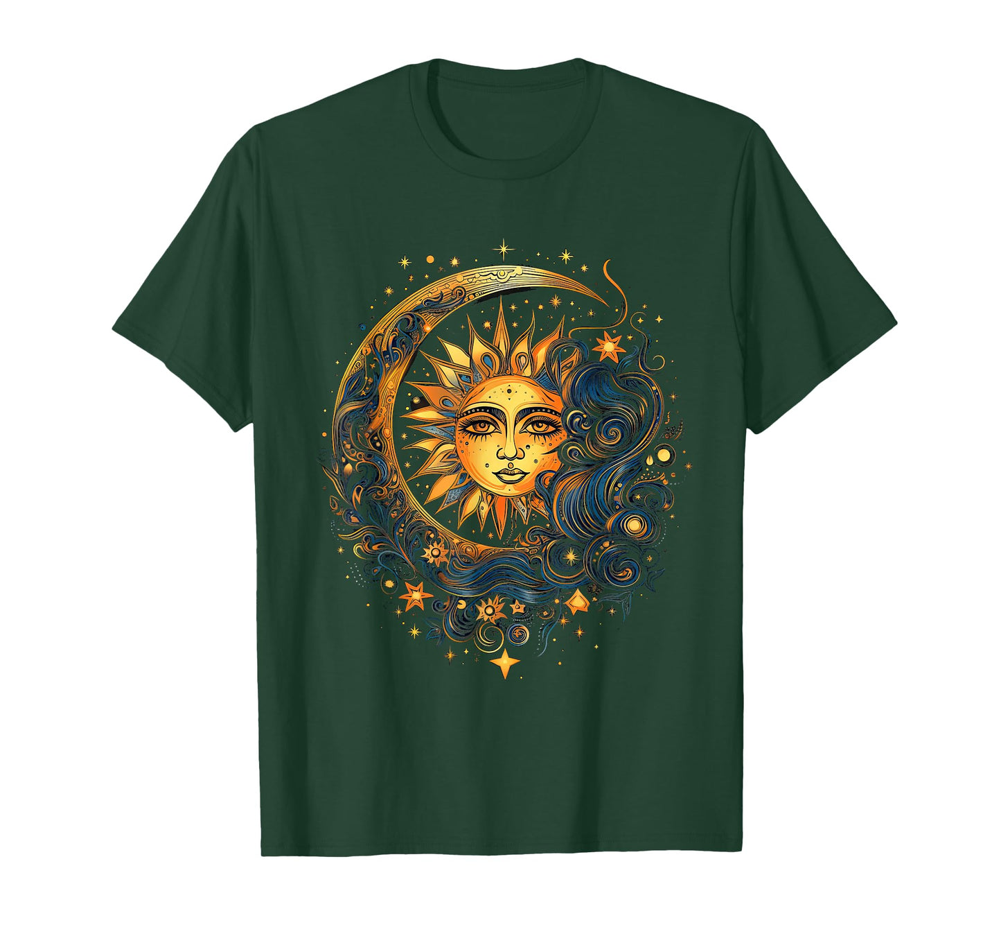 mystic sun and moon woman mystical flowers aesthetic T-Shirt