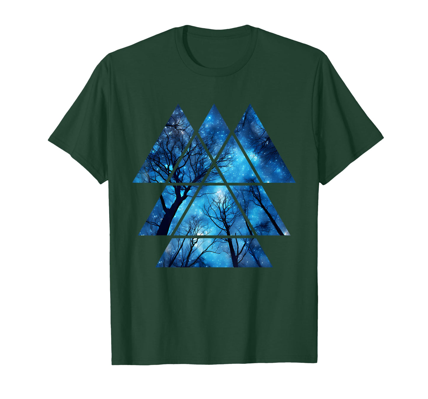 Geometric Sky at Night Trees Nature Outdoor Graphic for Men T-Shirt