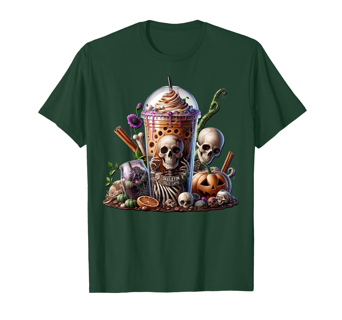 Coffee Halloween Graphic for Women and Men Skeleton Lovers T-Shirt