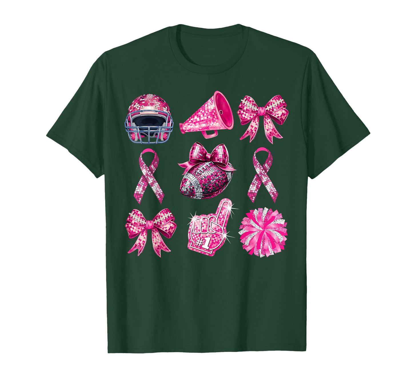 Football Coquette Cheer Mom Pink Out Breast Cancer Awareness T-Shirt