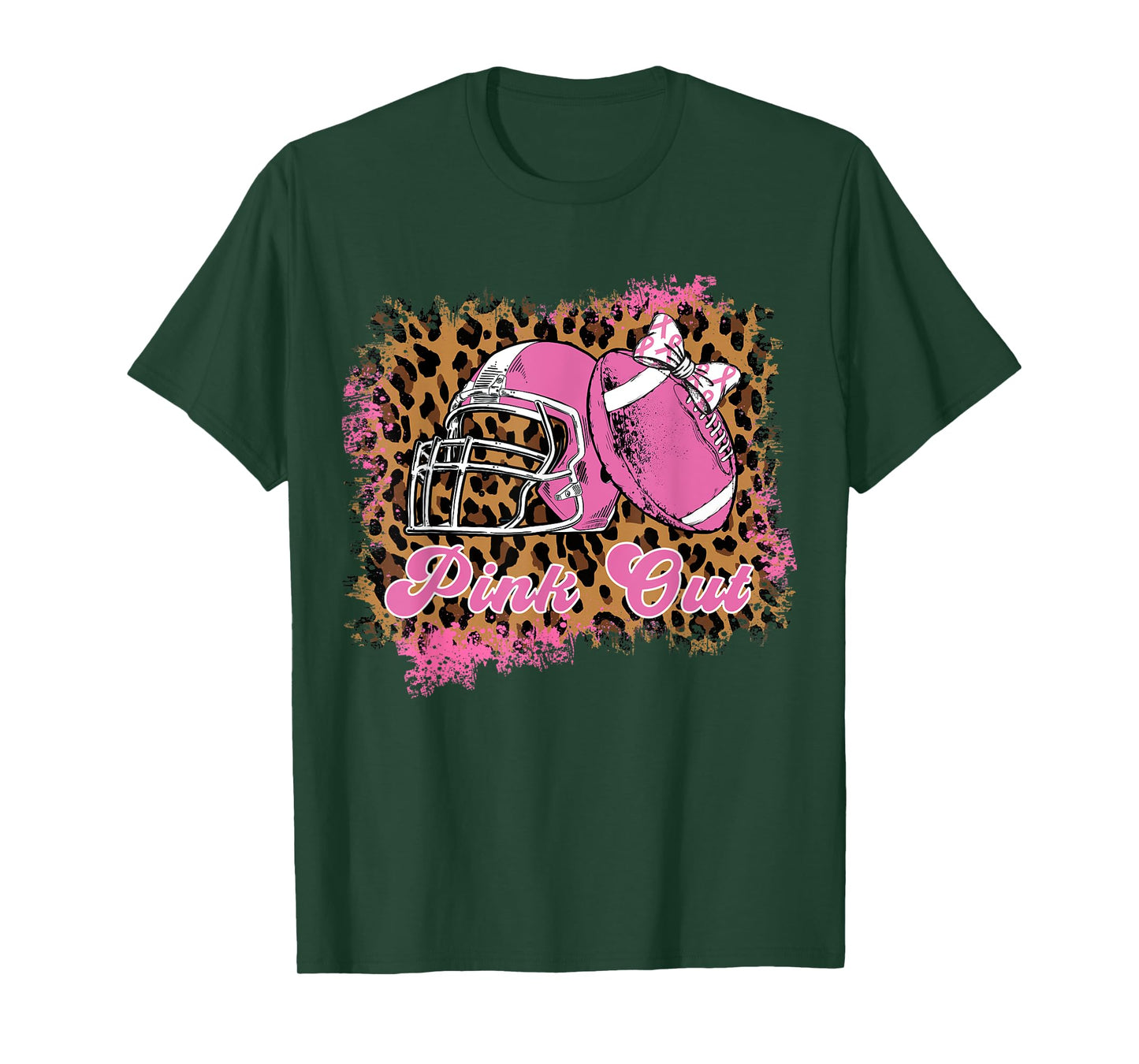 Breast Cancer Ribbon Women Pink Out Football Mom Hair Bow T-Shirt