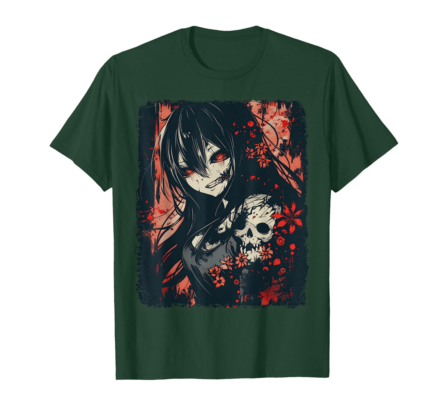 Anime Horror Girl Aesthetic Japanese Creepy Kawaii Goth T-Shirt