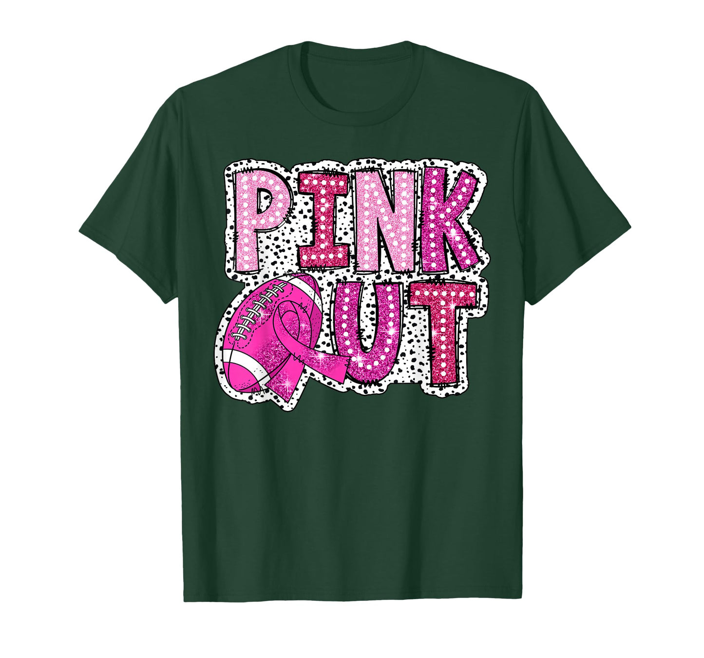 Pink Out Football Tackle Breast Cancer Awareness Dalmatian T-Shirt
