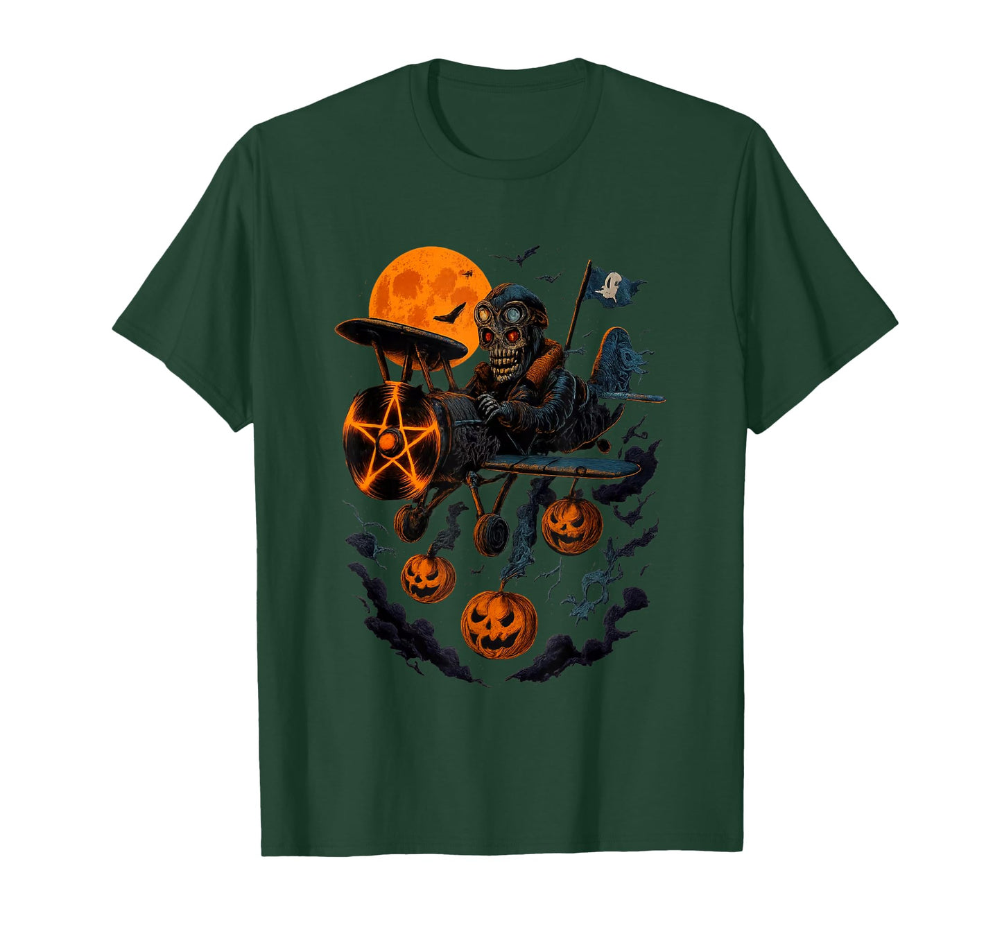 Skeleton Pilot Art Halloween Creepy Airplane for Men Women T-Shirt