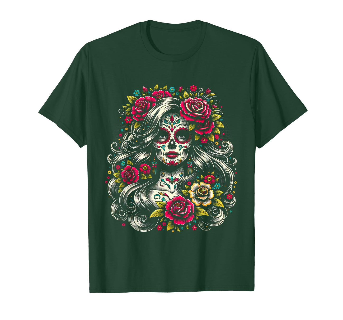 De Los Muertos La Catrina Day of the Dead Sugar Skull Women T-Shirt