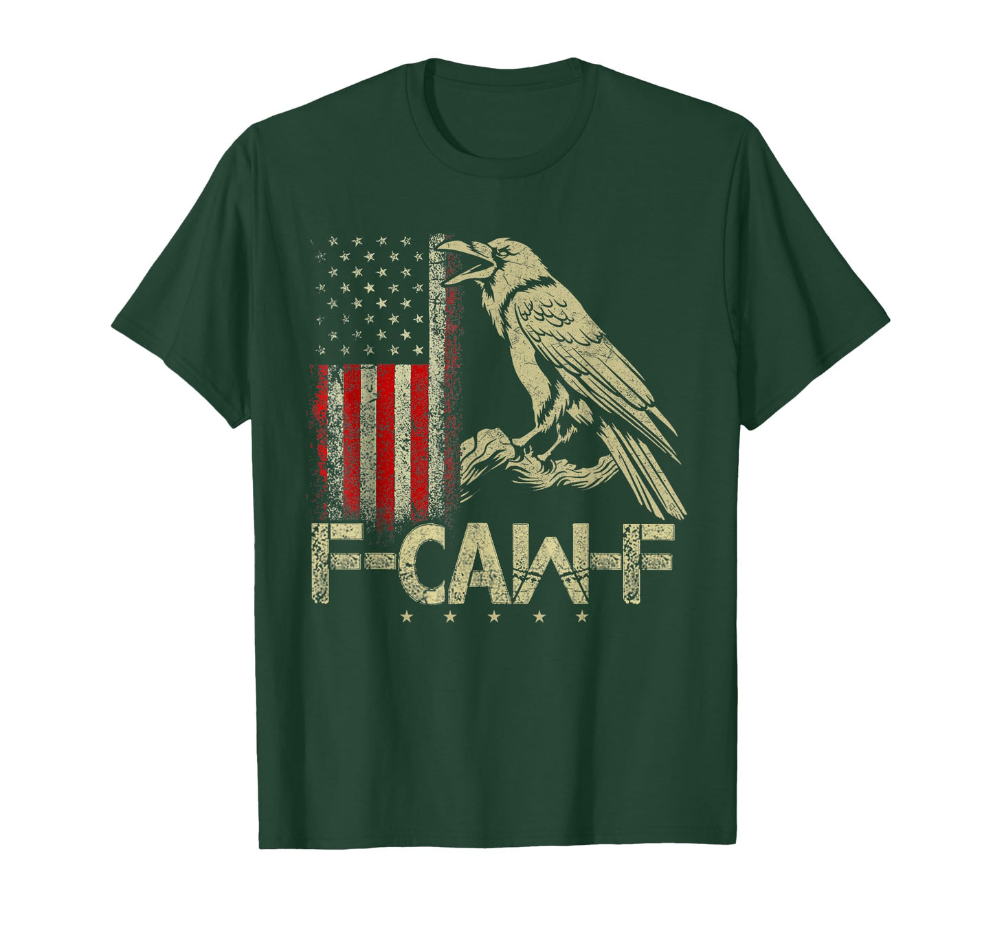 F-Caw-F Black Crow Black Bird, Vintage USA Flag F-Caw-F Crow T-Shirt