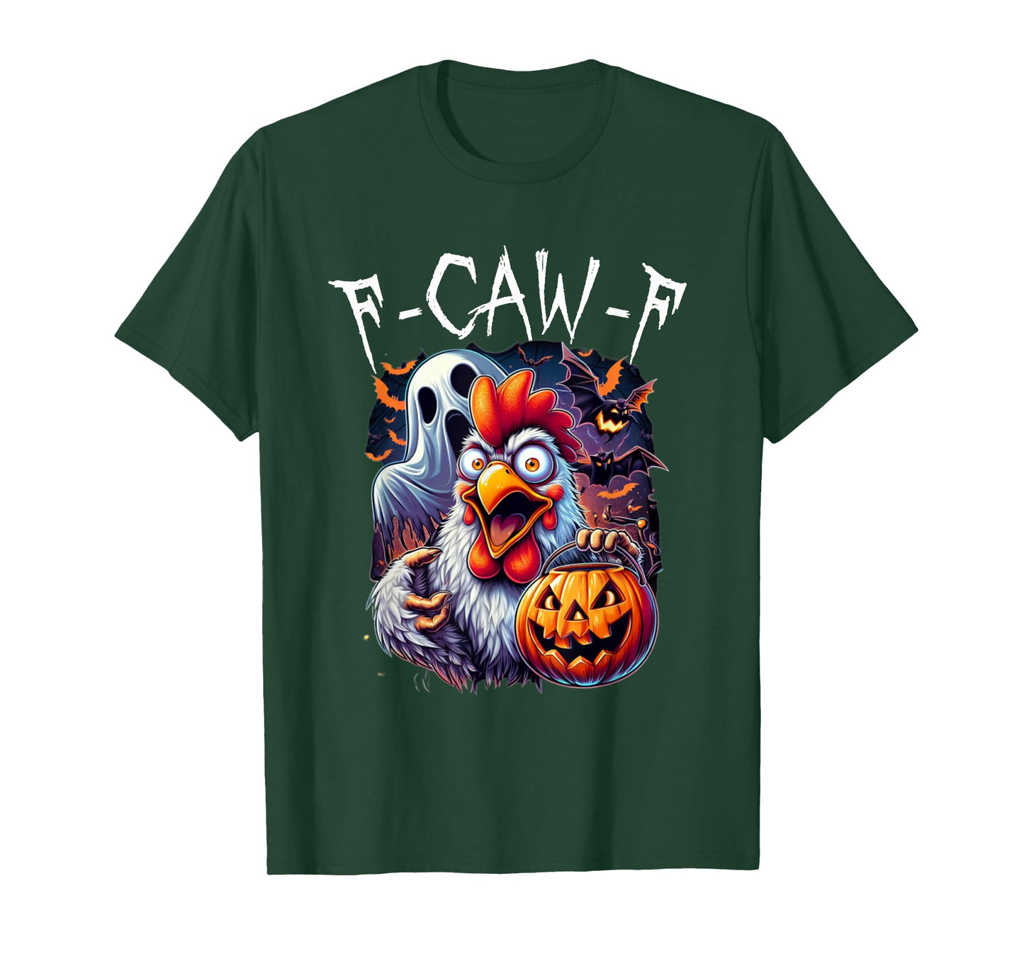 F-CAW-F Funny Chicken Scream Halloween Ghost T-Shirt