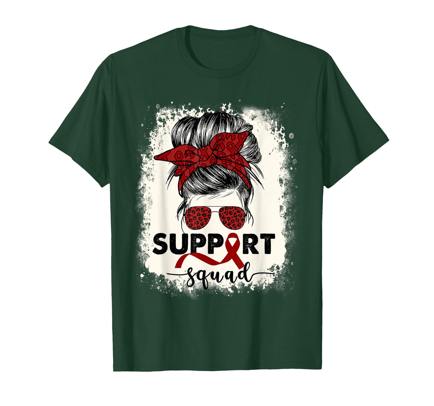 Multiple Myeloma Cancer Awareness Burgundy Ribbon Messy Bun T-Shirt