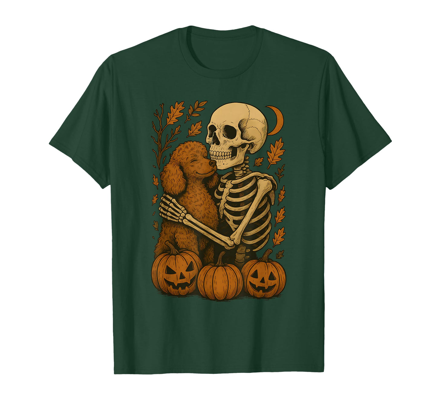 Skeleton Hugging Poodle T-Shirt