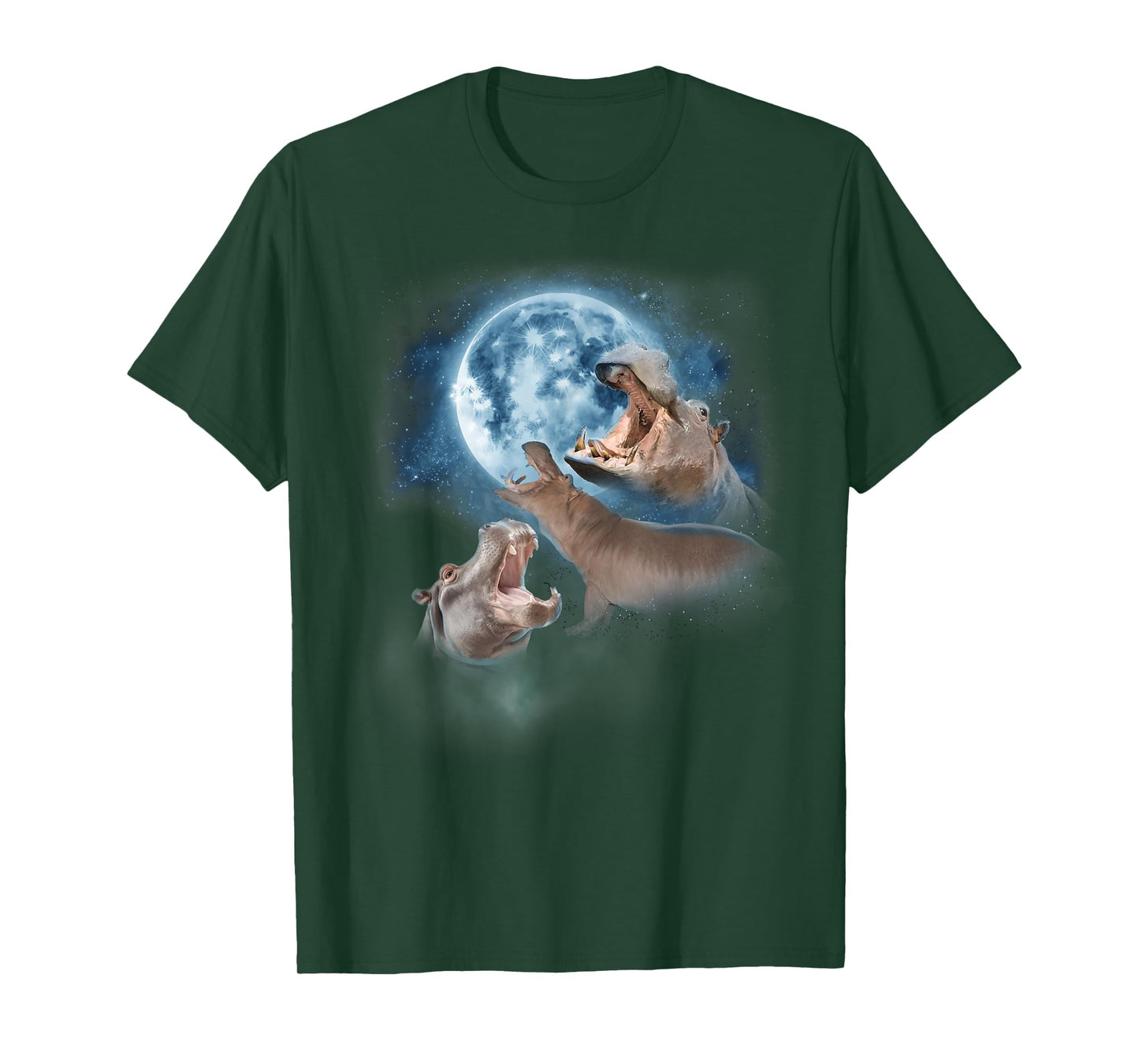 Funny Hippo Shirt - Hippos Howling at the Moon T-Shirt