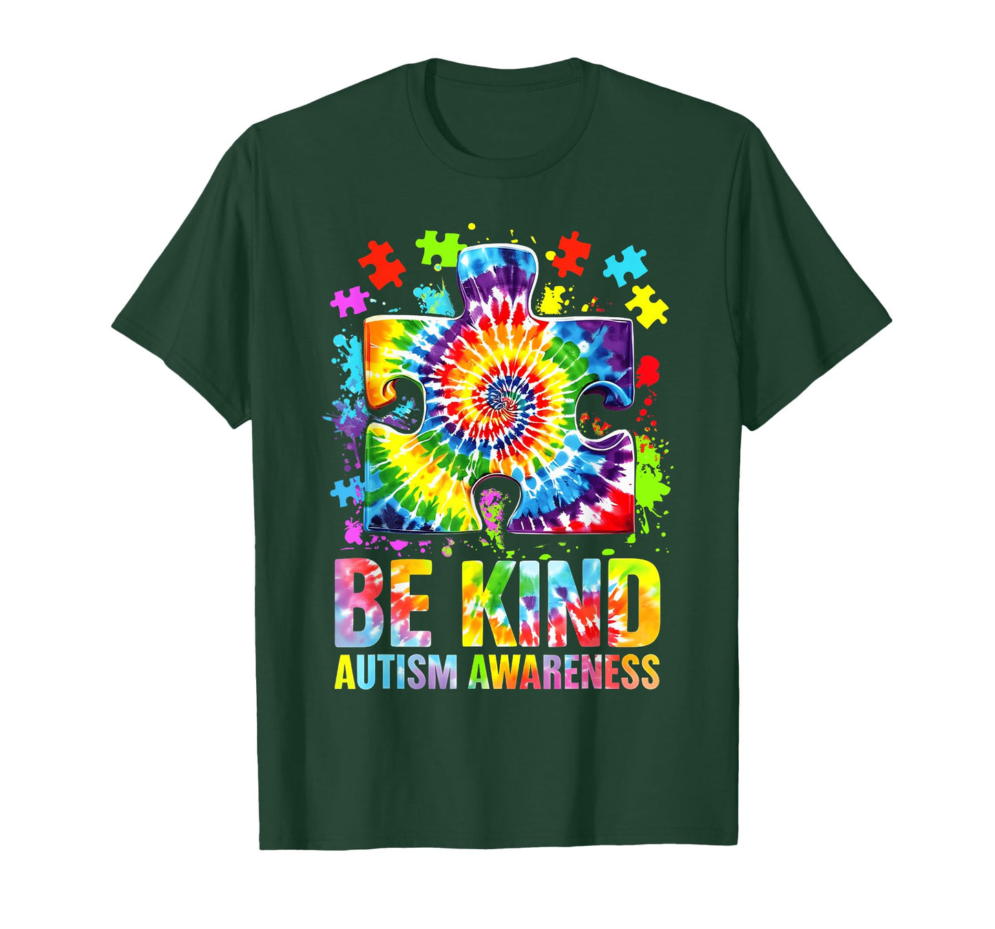 Be Kind Puzzle Tie Dye Autism Awareness Men Women Boy Girl T-Shirt