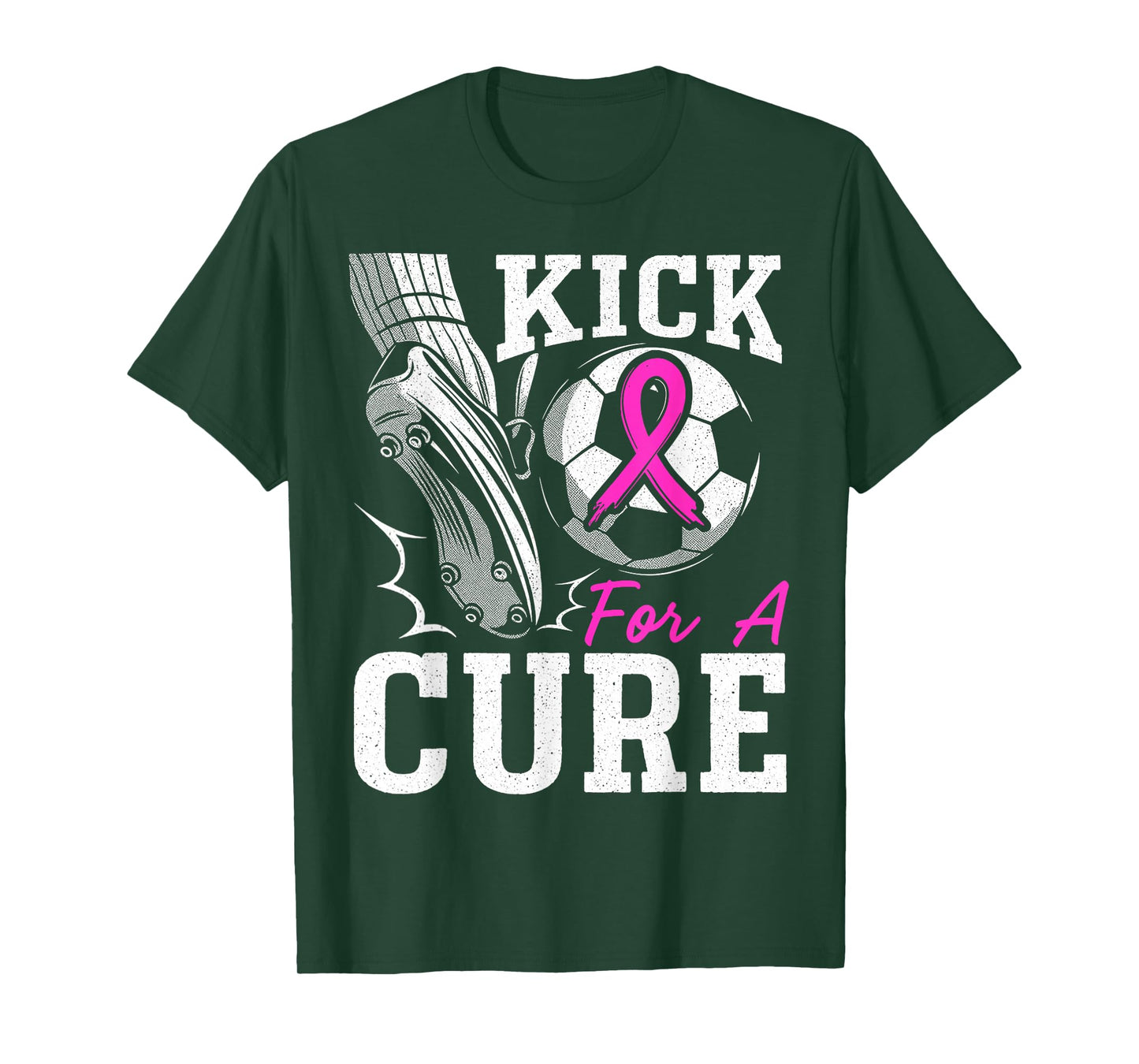 Kick for A Cure Breast Cancer Awareness Pink Ribbon Soccer T-Shirt